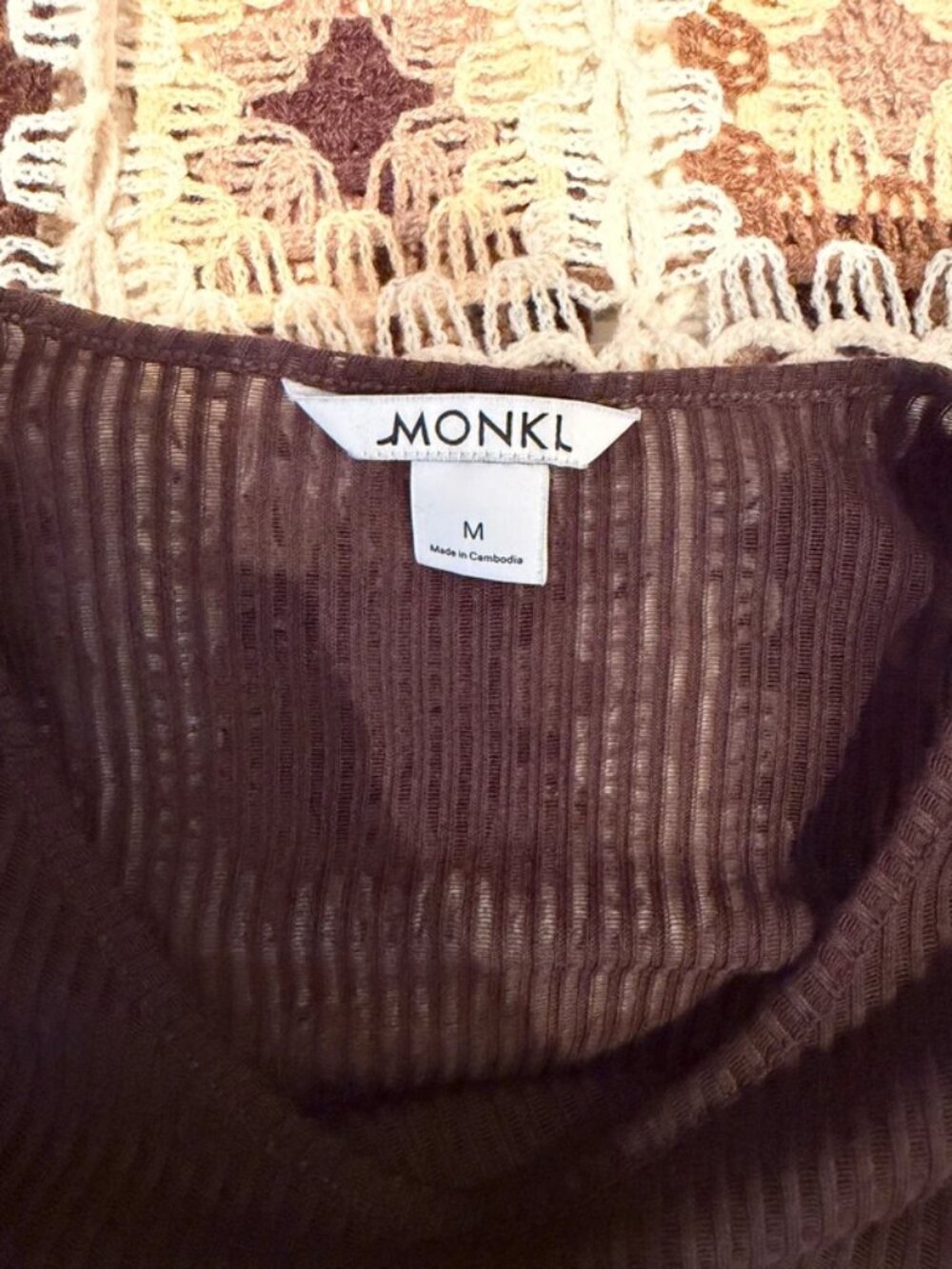 Brown sheer ribbed top - Picture 2 of 2